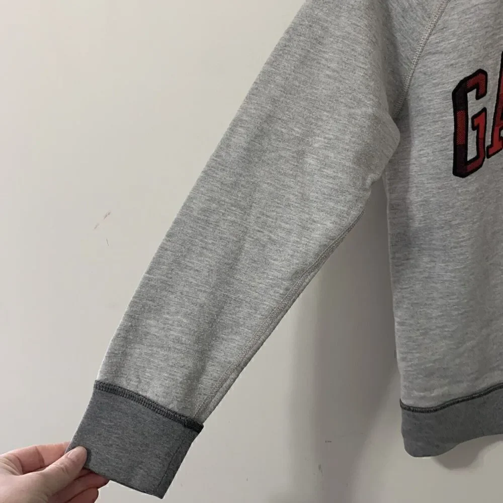 Gap Kids Gray Sweatshirt Boys X-Large (12) Buffalo Plaid Logo